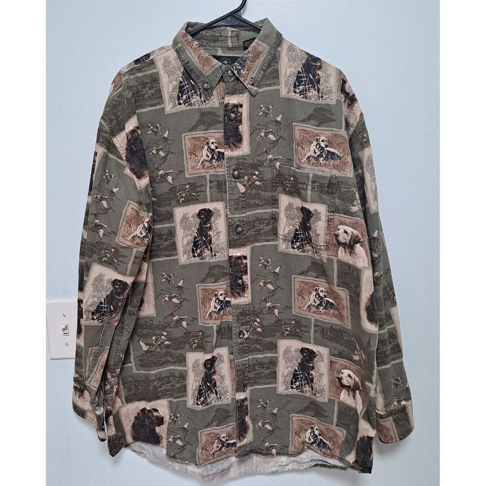 Redhead Mens Button Up Shirt LT All Over Print Labrador Retriever Duck Hunting
